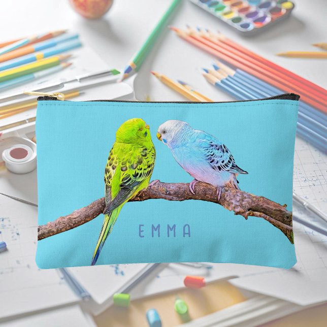 Cute budgie couple - custom accessory pouch (Creator Uploaded)