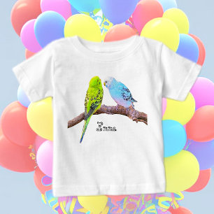 Cute budgie couple - personalizable baby T-Shirt