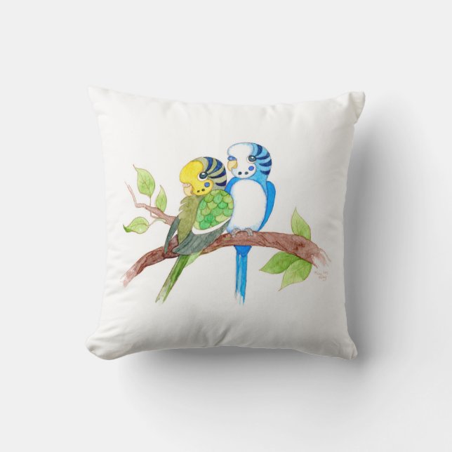Cute budgies cushion (Front)