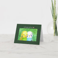 Cute Budgies Parakeet Couple Snuggling Anniversary