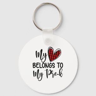 Cute Buffalo Plaid Heart Valentines Day For Pre K  Key Ring