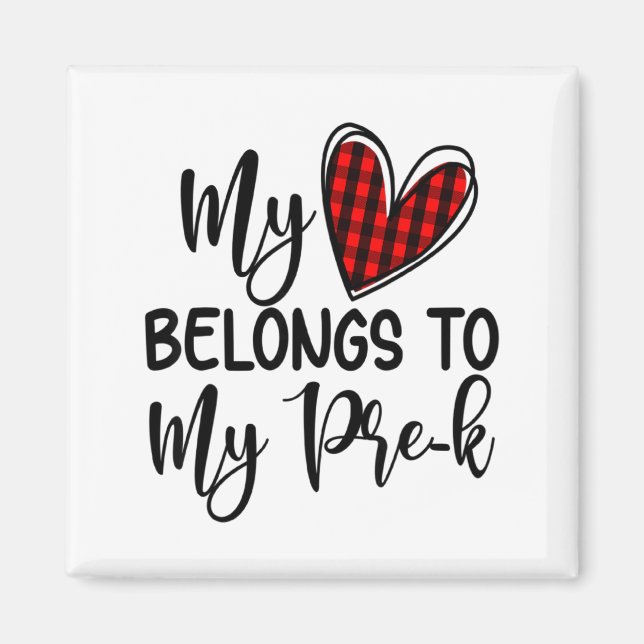 Cute Buffalo Plaid Heart Valentines Day For Pre K  Magnet (Front)