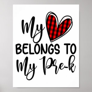 Cute Buffalo Plaid Heart Valentines Day For Pre K  Poster