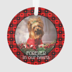 Cute Buffalo Plaid Hearts Custom Dog Pet Christmas Ornament