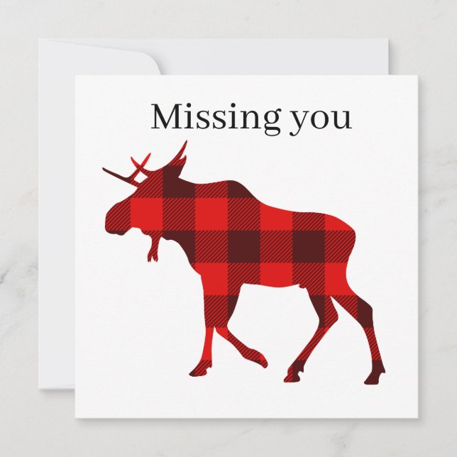 Cute Buffalo plaid missing you moose (Front)