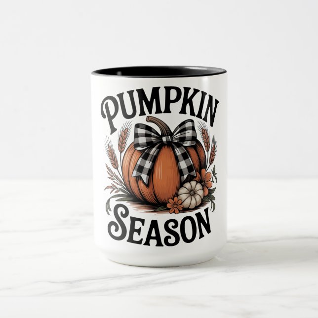 Cute Buffalo Plaid Pumpkin Season Mug (Center)