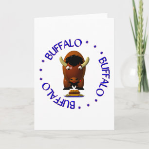 Cute Buffalo with Beef on Weck and Buffalo Wings Holiday Card