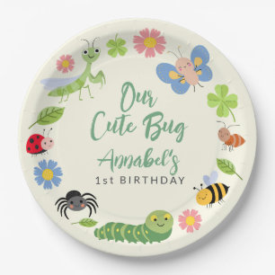 Cute Bug Ladybug Buttefly Kids 1st Birthday  Paper Plate