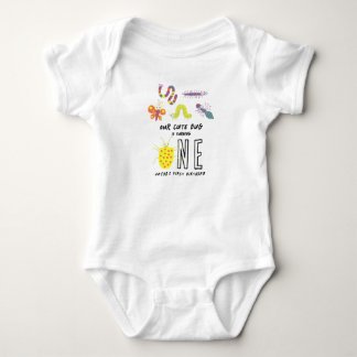 Cute Bug Worm Buttefly Kids 1st Birthday Party  Baby Bodysuit