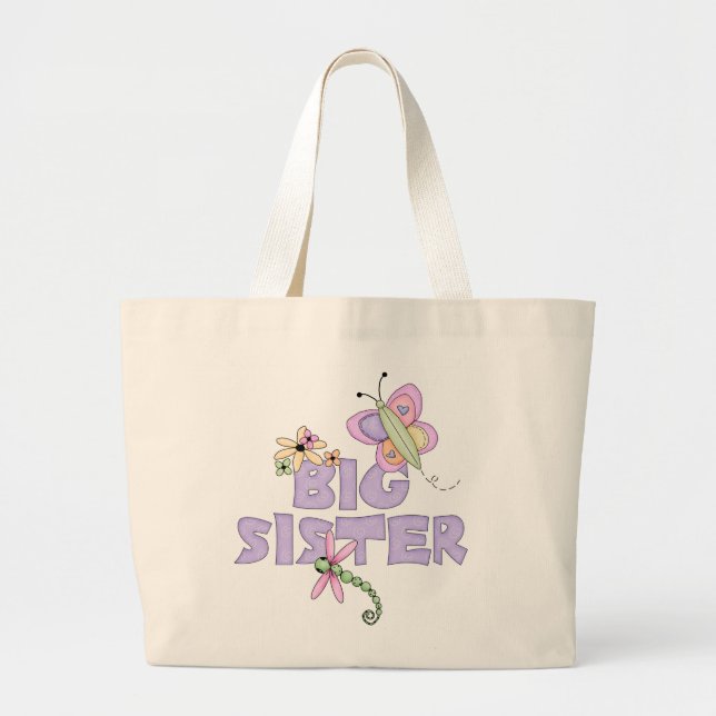 Cute Bugs Big Sister Large Tote Bag (Front)
