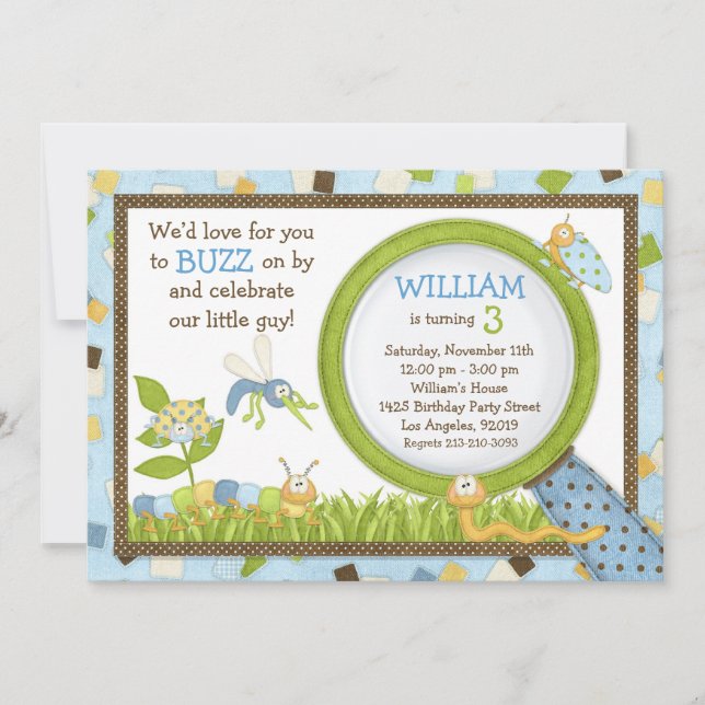 Cute Bugs Birthday Party Invitation (Front)