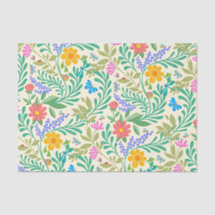Cute Bugs Funny Floral Spring Summer Pastel Yellow Tissue Paper
