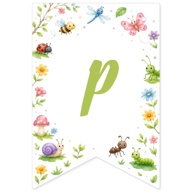 Cute Bugs Happy Birthday Banner (Fifth Flag)