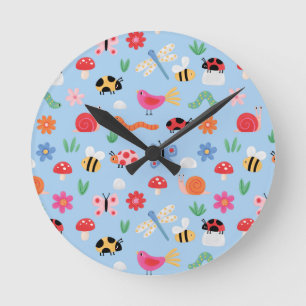 Cute Bugs Kids Wall Clock – Ladybirds, Bees & Natu