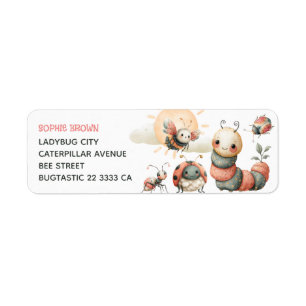 Cute Bugs Pastel Watercolor Nature Return Address