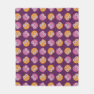 Cute Bugs Pattern In Purple Pink And Orange Fleece Blanket