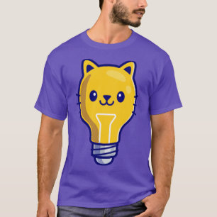 Cute Bulb Cat Cartoon Illustration T-Shirt