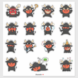 Cute Bull Emoji Sticker Pack Set