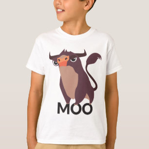 Cute Bull Moo Farmer Gift Farm Cartoon Cow T-Shirt