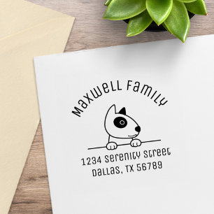 Cute Bull Terrier Dog Arch Family Address 2 Rubber Stamp