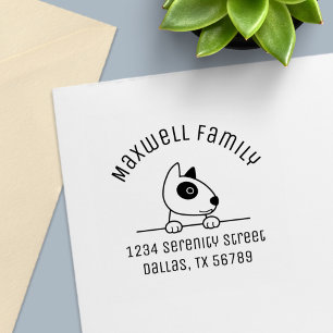 Cute Bull Terrier Dog Arch Family Address Self-inking Stamp