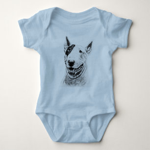 Cute Bull Terrier dog art Baby Bodysuit