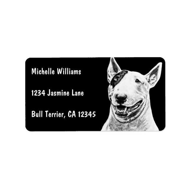 Cute Bull Terrier dog art Label (Front)