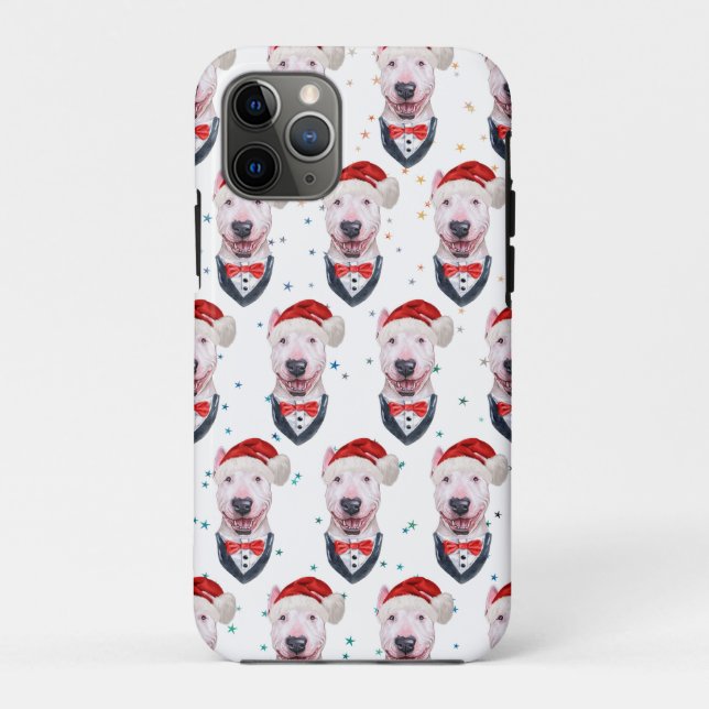Cute Bull Terrier Dog Christmas Pattern Case-Mate iPhone Case (Back)