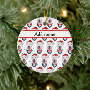 Cute Bull Terrier Dog Christmas Pattern Ceramic Tree Decoration