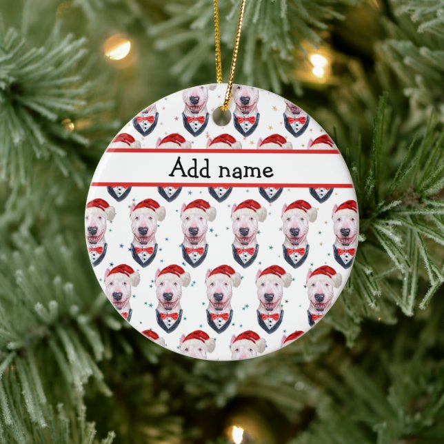 Cute Bull Terrier Dog Christmas Pattern Ceramic Tree Decoration (Tree)
