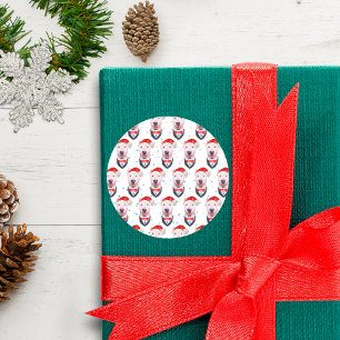 Cute Bull Terrier Dog Christmas Pattern Classic Round Sticker
