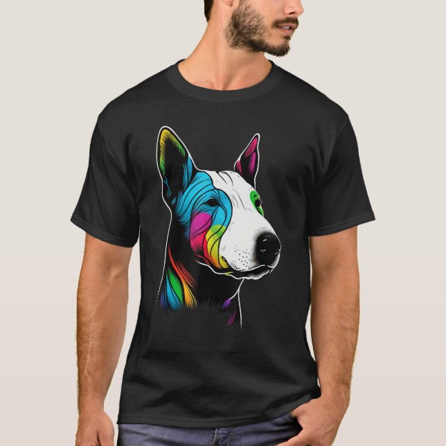 Cute Bull Terrier Dog on Bull Terrier  3 T-Shirt (Front)