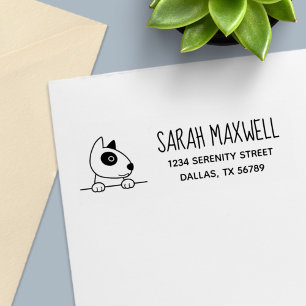 Cute Bull Terrier Dog Pet Address Self-inking Stamp