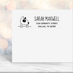 Cute Bull Terrier Dog Pet Address Self-inking Stamp