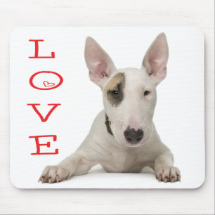 Cute Bull Terrier Mum Puppy Dad Dog Lover Cartoon Mouse Pad