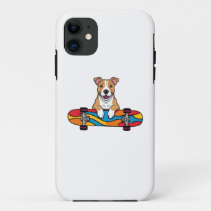 Cute Bull Terrier on a Skateboard Case-Mate iPhone Case