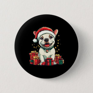 Cute Bull Terrier Santa Hat Funny Christmas Xmas D 6 Cm Round Badge