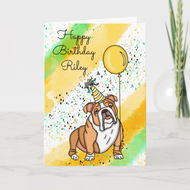 Cute Bulldog Birthday Card (Front)