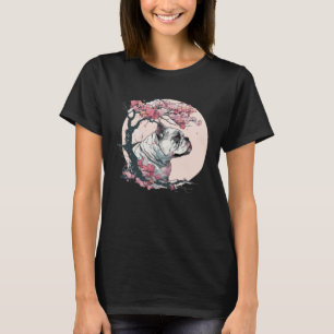 Cute Bulldog Cherry Blossom Dog Breed Japanese Wat T-Shirt