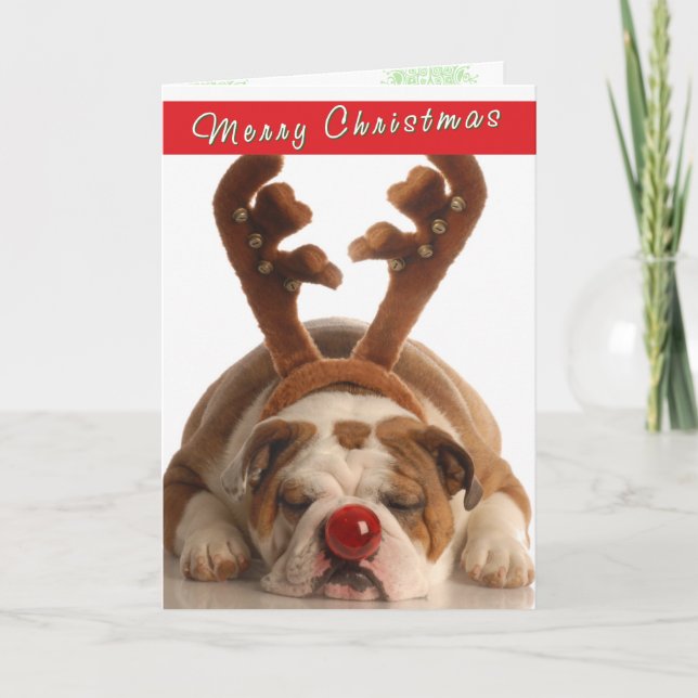 Cute Bulldog Christmas card (Front)