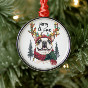 Cute Bulldog Dog Metal Tree Decoration
