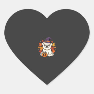 Cute Bulldog Halloween Pumpkin Dog Design_1 Heart Sticker