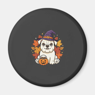 Cute Bulldog Halloween Pumpkin Dog Design_1 Magnet