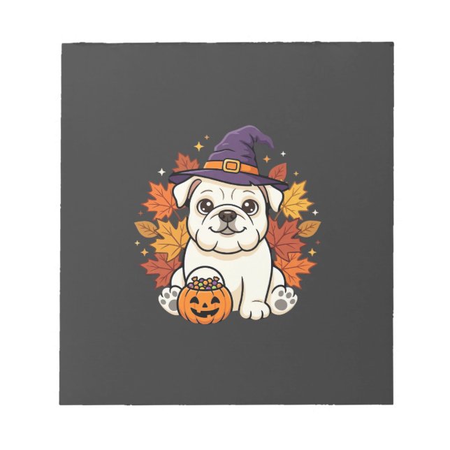 Cute Bulldog Halloween Pumpkin Dog Design_1 Notepad (Front)