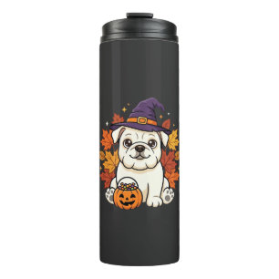 Cute Bulldog Halloween Pumpkin Dog Design_1 Thermal Tumbler