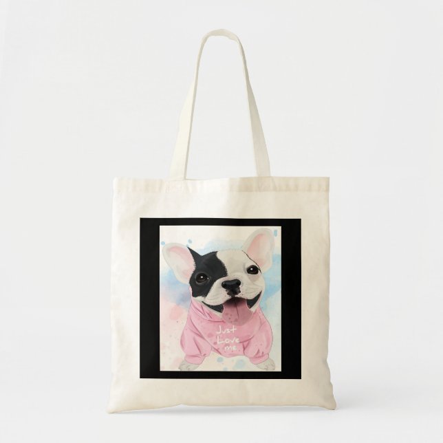 Cute Bulldog | Just Love Me Dog | Dog Lover Gifts Tote Bag (Front)