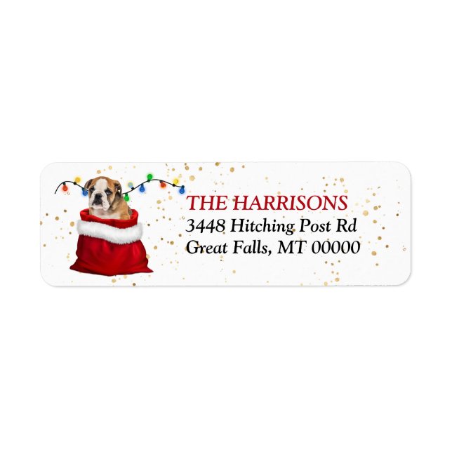 Cute Bulldog Puppy Gift Bag Return Address (Front)