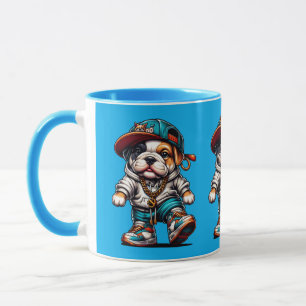 Cute Bulldog Puppy Streetwear Blue Dog Mug