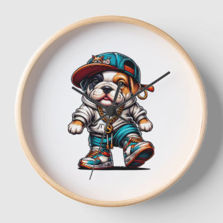 Cute Bulldog Puppy Streetwear Dog Fashion Clock