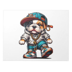 Cute Bulldog Puppy Streetwear Personalised Notepad